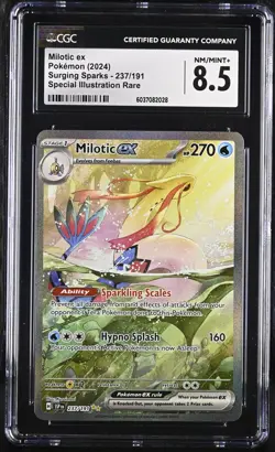 Milotic ex #237 Pokemon Surging Sparks EN 2024 SIR CGC 8.5 NM - MT+ - Image 1
