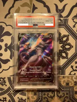2022 Pokemon Go ETB Full Art MEWTWO V Black Star Promo #SWSH229 PSA 10 GEM MINT - Image 1