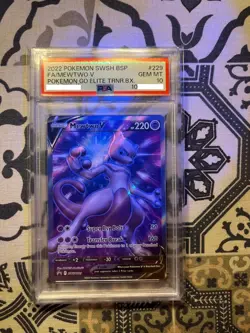 2022 Pokemon Go ETB Full Art MEWTWO V Black Star Promo #SWSH229 PSA 10 GEM MINT - Image 2