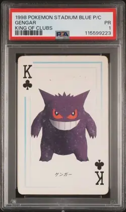 1998 POKEMON STADIUM BLUE VERSION PLAYING CARDS GENGAR KING OF CLUBS PSA 1 POOR - Image 1
