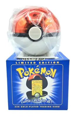 Vintage Sealed Pokemon Poliwhirl 23K Gold-Plated Trading Card With Red Pokeball - Image 2
