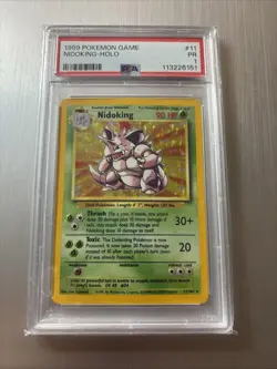 1999 Pokemon TCG Nidoking Base Set Holo Card 11/102 Rare Grade Of PSA 1 - Image 1