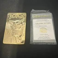 1999 Burger King Pikachu Pokemon Gold Card With Certificate 23k Plated - Image 1
