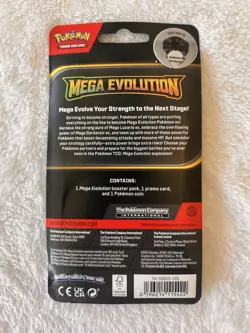 Pokemon Mega Evolution Sleeved Booster Pack With Promo Card & 1 Pokemon Coin - Image 2