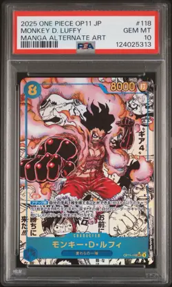 PSA 10 One Piece Card Monkey D. Luffy Manga Alternate Art OP11-118 Japanese - Image 1