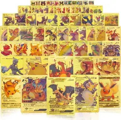 55 PCS Gold Foil Vmax GX Rare Cards Pack Deck Box Collectors and Kids TCG Cards - Image 1