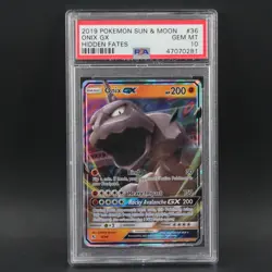 PSA 10 Onix GX 36 Full Art Holo 2019 Pokemon Sun & Moon Hidden Fates Graded Card - Image 1