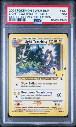 2021 POKEMON SWSH BSP LIGHT TOXTRICITY-HOLO CELEBRATIONS COLLECTION #137 - PSA 7 - Image 1