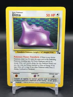 1999 Pokemon TCG Ditto Fossil 3/62 Holo Rare English WOTC NM - Image 1
