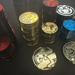 450x Official Pokemon Coins From Various Sets Charizard Pikachu Riakou Eevee NM - Image 3