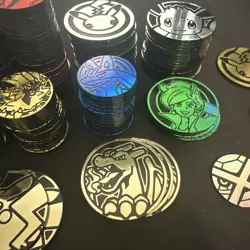 450x Official Pokemon Coins From Various Sets Charizard Pikachu Riakou Eevee NM - Image 5
