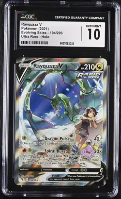 Rayquaqza V #194 Pokemon Evolving Skies EN 2021 Secret Rare Alt CGC 10 Gem Mint - Image 1