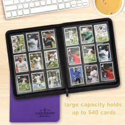 Purple 9 Pocket Card Binder Premium Zip Trading 540 Double Sided Pocket Album - Image 4