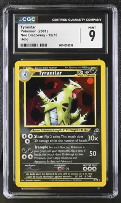 CGC 9 MINT Tyranitar 2001 Neo Discovery 12/75 Holo Pokemon Card - Image 1