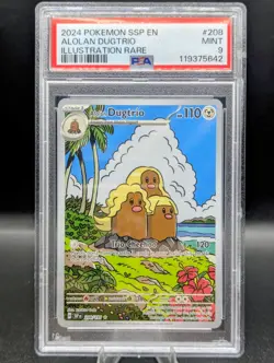 Pokemon Alolan Dugtrio Card 208/191 Scarlet & Violet Surging Sparks PSA 9 - Image 1