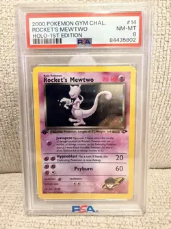 2000 POKEMON GYM CHALLENGE HOLO-1ST EDITION #14 ROCKET'S MEWTWO PSA 8 - Image 1