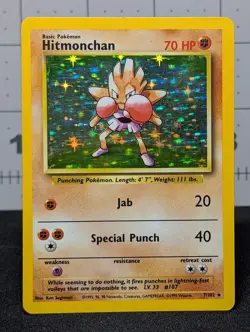 Hitmonchan (Rare Holo) - 7/102 - 1999 Pokemon Base Set MP - Image 1