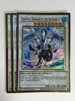 Yugioh TCG Premium Gold Rare 3x PL Trishula Dragon of the Ice Barrier MGED-EN027 - Image 1