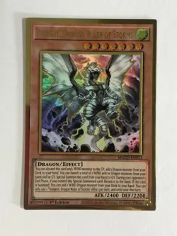 Yugioh TCG Premium Gold Rare Tempest Dragon Ruler of Storms MGED-EN011 Near Mint - Image 1