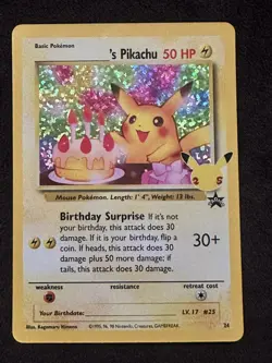 Pokemon TCG Happy Birthday Pikachu Holo 24 Celebrations Birthday Pokemon Card NM - Image 1