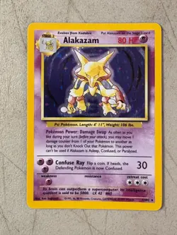 Pokemon TCG Alakazam Base Set Holo Card 1/102 Unlimited Holo Rare, LP Condition - Image 1