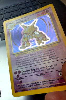 Pokemon TCG Alakazam Base Set Holo Card 1/102 Unlimited Holo Rare, LP Condition - Image 3