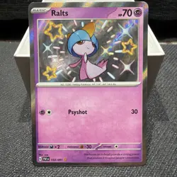 Pokemon TCG Ralts Scarlet & Violet Paldean Fates Holo Shiny Rare Card 153/091 - Image 1