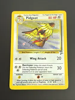 Vintage Base Set 2 Pidgeot Pokemon Card #14 Holo Rare 1999 WOTC Wizard W Swirl - Image 1