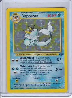 Pokemon TCG Vaporeon Holo Rare Card 12/64 Jungle Set, Vintage 1999 LP-MP - Image 1