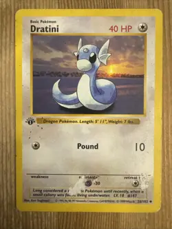 Dratini 26/102 1999 1st Edition Base Set Shadowless Pokemon Card WOTC DAMAGED - Image 1
