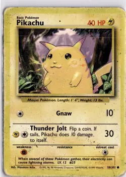 Pokemon TCG Pikachu Base Set 58/102 Regular Unlimited Common Vintage TCG - Image 3