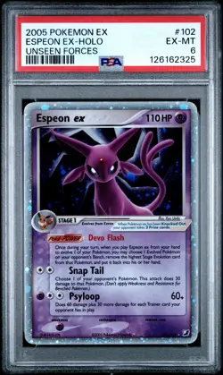 2005 POKEMON EX UNSEEN FORCES #102 ESPEON EX-HOLO PSA 6 - Image 1