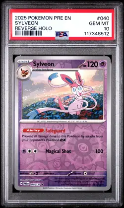2025 POKEMON PRE EN-PRISMATIC EVOLUTIONS REVERSE HOLO #040 SYLVEON PSA 10 - Image 1