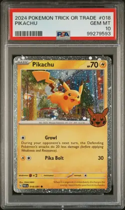 Pikachu - PSA 10 - Trick or Trade 2024 Cosmos Holo Paldean Fates Pokemon Card - Image 1