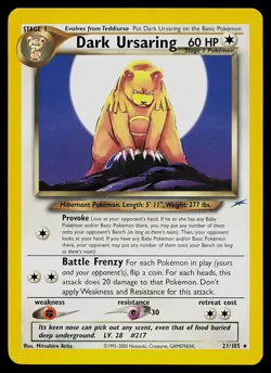 Pokemon Card - Dark Ursaring Neo Destiny 21/105 Rare Non Holo - Image 1