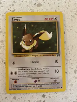 Pokemon TCG Eevee 55/82 Team Rocket Base Set Card WOTC 1999 unplayed - Image 1
