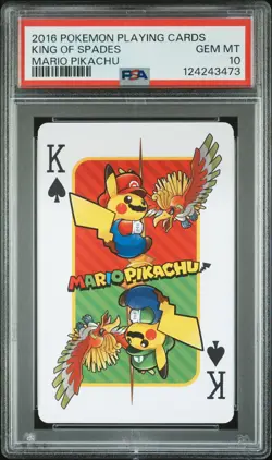 2016 POKEMON PLAYING CARDS MARIO PIKACHU KING OF SPADES PSA 10 - Image 1