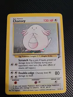 Chansey - 3/130 - Pokemon Base Set 2 Holo Rare Card WOTC Vintage MP - Image 1