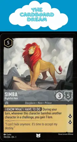 Simba The First Chapter #190/204 Uncommon Disney Lorcana Card - Image 1