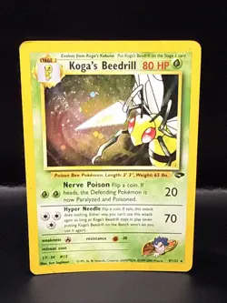 Pokemon Koga's Beedrill Gym Challenge Holo Rare Card 9/132 Swirl - Image 1