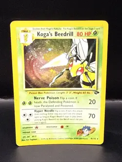 Pokemon Koga's Beedrill Gym Challenge Holo Rare Card 9/132 Swirl - Image 2