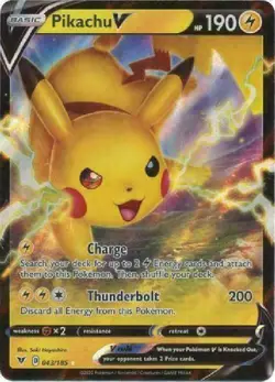 Pokemon Card : PIKACHU V 043/185 Vivid Voltage Holo Ultra Rare NM - Image 1