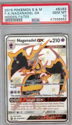 Pokemon Card : PSA 10 Gem Mint Naganadel GX SV63/SV94 Hidden Fates Full Art 2019 - Image 1