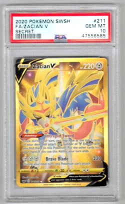 Pokemon Card PSA 10 Zacian V 211/202 Sword & Shield Gold Secret Rare - Image 1