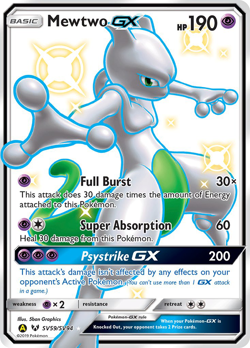 Pokemon Card : Shiny Mewtwo GX SV59/SV94 Hidden Fates Shiny Vault Holo NM - Image 1