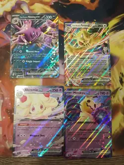 Pokemon 4 EX Card Lot: Nidoking 119, Persian 150, Alcremie 075, Mimikyu 069 - Image 1