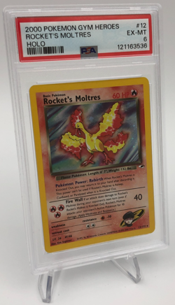 2000 POKEMON GYM HEROES Trading Card ROCKET'S MOLTRES -HOLO #12/132 graded PSA 6 - Image 1