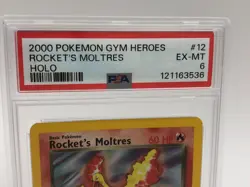 2000 POKEMON GYM HEROES Trading Card ROCKET'S MOLTRES -HOLO #12/132 graded PSA 6 - Image 2