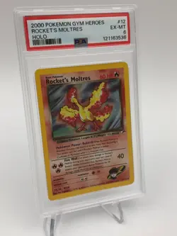 2000 POKEMON GYM HEROES Trading Card ROCKET'S MOLTRES -HOLO #12/132 graded PSA 6 - Image 5