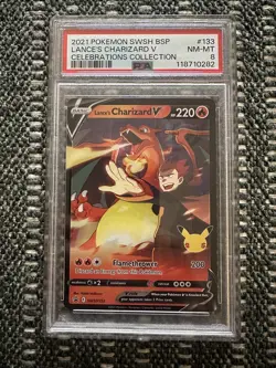 Lance's Charizard V PSA 8 Pokemon Card SWSH133 Promo Celebrations 2021 - Image 1